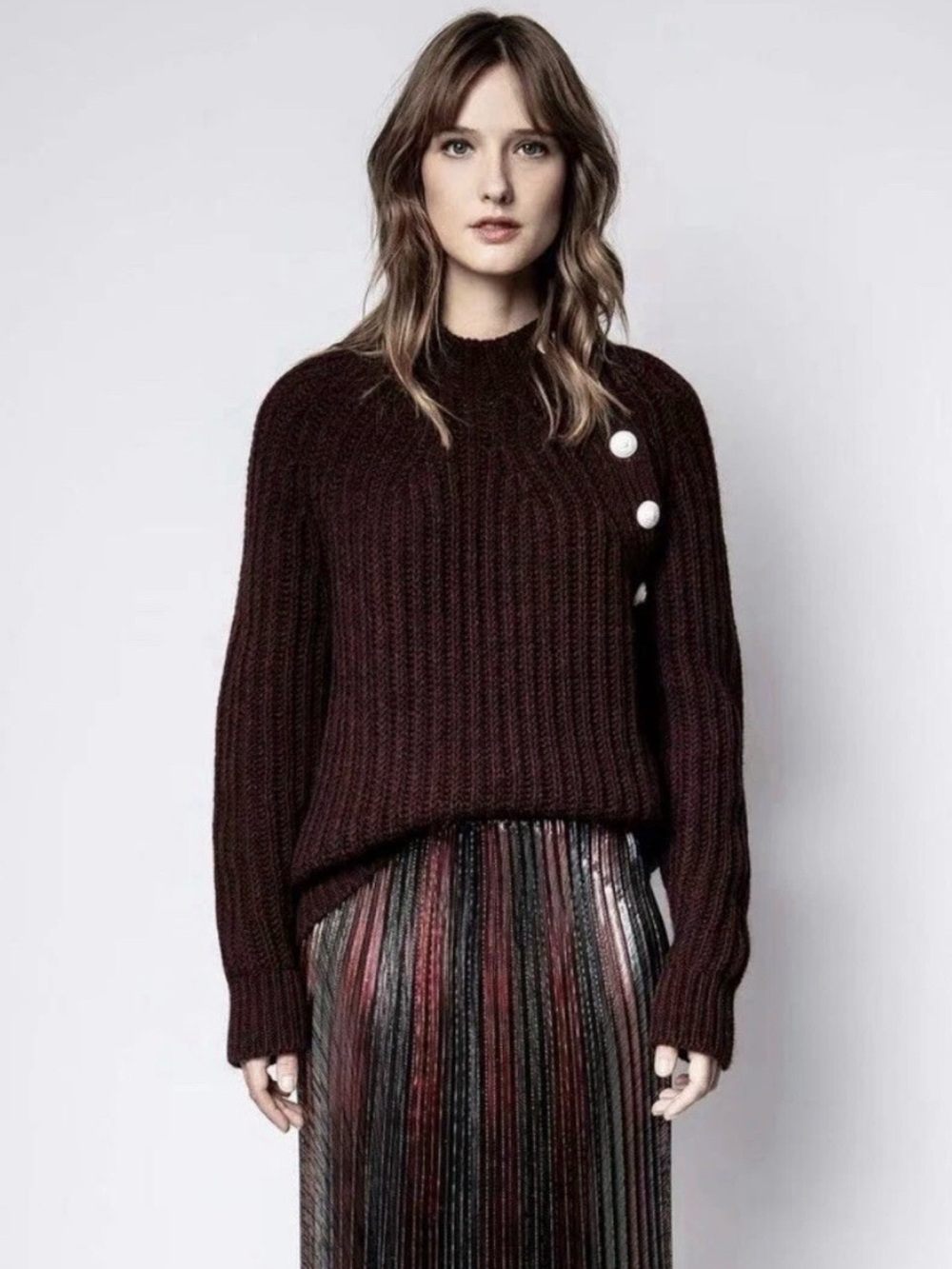 Zadig & Voltaire Coleen Wool Knitted Burgundy Sweater